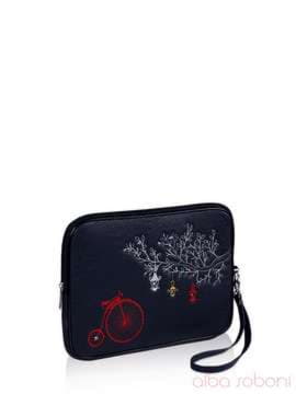 Жіноча сумка для планшета з вышивкою, модель 141042 чорний. Зображення товару, вид збоку.