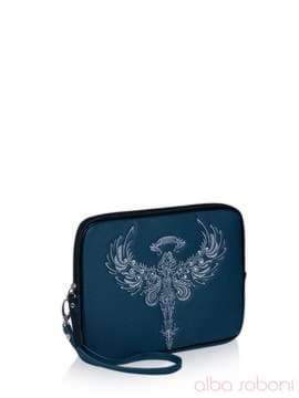 Стильна сумка для планшета з вышивкою, модель 141080 синій. Зображення товару, вид збоку.