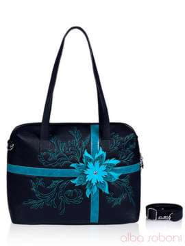 Брендова сумка з вышивкою, модель 141401 чорний. Зображення товару, вид спереду.