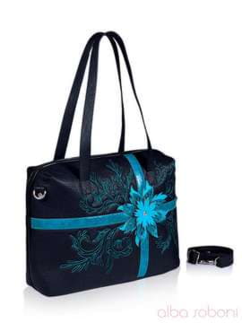 Брендова сумка з вышивкою, модель 141401 чорний. Зображення товару, вид збоку.