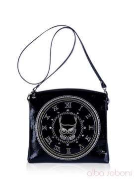 Брендова сумка з вышивкою, модель 141320 чорний. Зображення товару, вид спереду.
