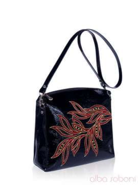 Молодіжна сумка з вышивкою, модель 141322 чорний. Зображення товару, вид збоку.