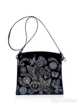 Молодіжна сумка з вышивкою, модель 141323 чорний. Зображення товару, вид спереду.