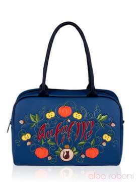 Стильна сумка з вышивкою, модель 141533 синій. Зображення товару, вид спереду.