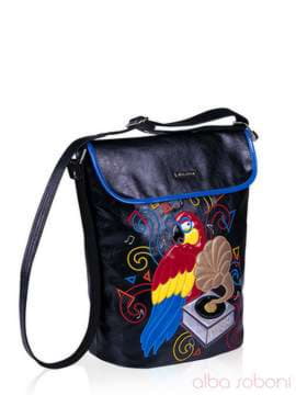 Стильна сумка з вышивкою, модель 141631 чорний. Зображення товару, вид збоку.