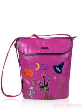 Брендова сумка з вышивкою, модель 141632 рожевий. Зображення товару, вид спереду.