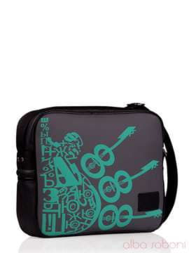 Шкільна сумка з вышивкою, модель 130636 чорно-сірий. Зображення товару, вид збоку.