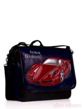 Шкільна сумка з вышивкою, модель 130681 чорно-синій. Зображення товару, вид збоку.