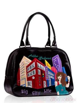 Модна сумка з вышивкою, модель 130696 чорний. Зображення товару, вид збоку.