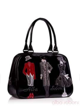 Модна сумка з вышивкою, модель 130698 чорний. Зображення товару, вид збоку.