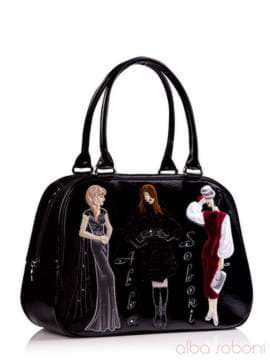 Стильна сумка з вышивкою, модель 130699 чорний. Зображення товару, вид збоку.