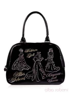Стильна сумка з вышивкою, модель 130701 чорний. Зображення товару, вид спереду.
