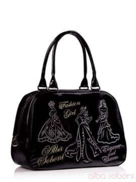 Стильна сумка з вышивкою, модель 130701 чорний. Зображення товару, вид збоку.