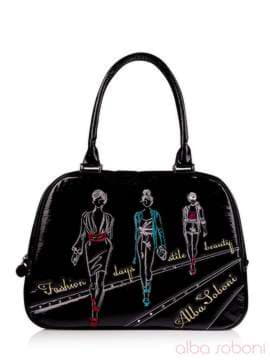 Шкільна сумка з вышивкою, модель 130702 чорний. Зображення товару, вид спереду.