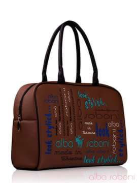 Брендова сумка з вышивкою, модель 130764 коричневий. Зображення товару, вид збоку.