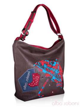 Стильна сумка з вышивкою, модель 130860 сіро-червоний. Зображення товару, вид збоку.