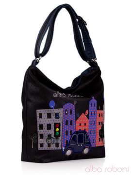 Шкільна сумка з вышивкою, модель 130863 чорний. Зображення товару, вид збоку.