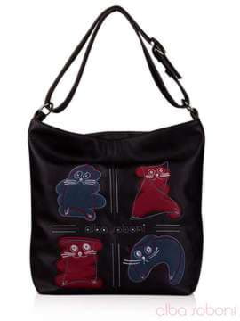 Молодіжна сумка з вышивкою, модель 130864 чорний. Зображення товару, вид спереду.