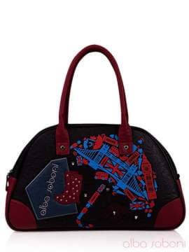 Стильна сумка з вышивкою, модель 130880 чорний. Зображення товару, вид спереду.