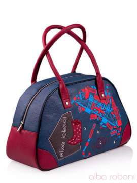 Стильна сумка з вышивкою, модель 130880 синьо-червоний. Зображення товару, вид збоку.