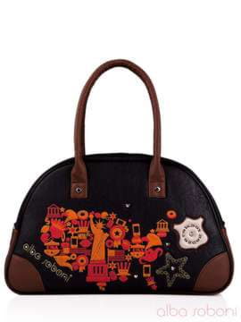 Шкільна сумка з вышивкою, модель 130881 чорний. Зображення товару, вид спереду.