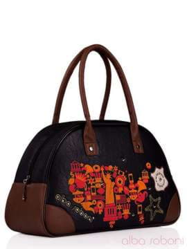 Шкільна сумка з вышивкою, модель 130881 чорний. Зображення товару, вид збоку.