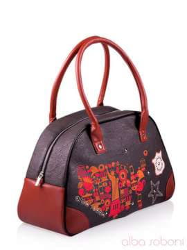 Модна сумка з вышивкою, модель 130881 сіро-коричневий. Зображення товару, вид збоку.