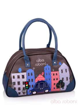 Шкільна сумка з вышивкою, модель 130883 сіро-синій. Зображення товару, вид спереду.