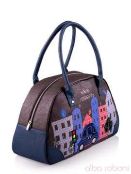 Шкільна сумка з вышивкою, модель 130883 сіро-синій. Зображення товару, вид збоку.