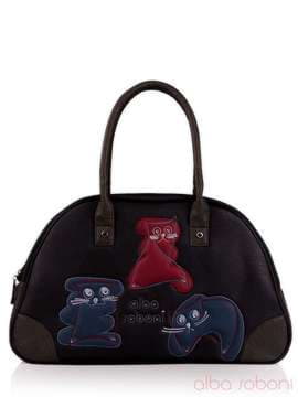 Брендова сумка з вышивкою, модель 130884 чорний. Зображення товару, вид спереду.