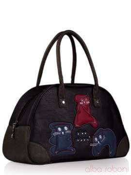 Брендова сумка з вышивкою, модель 130884 чорний. Зображення товару, вид збоку.