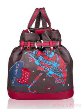 Шкільна сумка - рюкзак з вышивкою, модель 130870 сіро-червоний. Зображення товару, вид спереду.