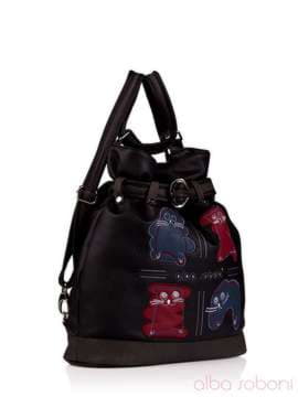 Шкільна сумка - рюкзак з вышивкою, модель 130874 чорний. Зображення товару, вид збоку.