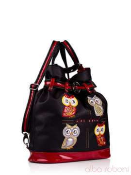 Шкільна сумка - рюкзак з вышивкою, модель 130876 чорний. Зображення товару, вид збоку.