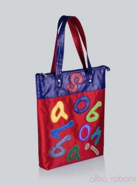 Літня сумка з вышивкою, модель 141280 синьо-червоний. Зображення товару, вид збоку.