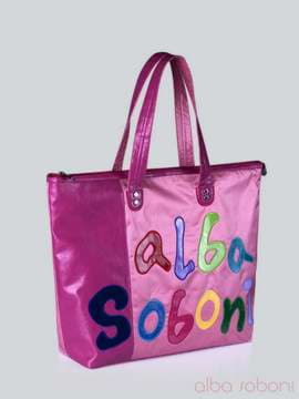 Брендова сумка з вышивкою, модель 141290 малиново-рожевий. Зображення товару, вид збоку.