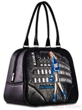 Шкільна сумка з вышивкою, модель 120692 чорний. Зображення товару, вид збоку.