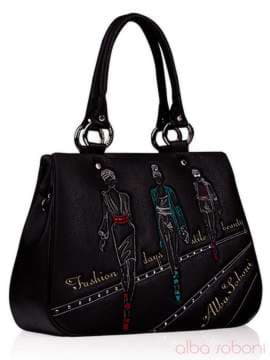Шкільна сумка з вышивкою, модель 130034 чорний. Зображення товару, вид збоку.