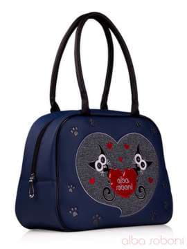 Стильна сумка з вышивкою, модель 130511 синій. Зображення товару, вид збоку.