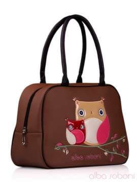 Модна сумка з вышивкою, модель 130513 коричневий. Зображення товару, вид збоку.