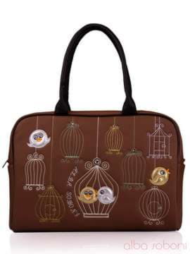 Шкільна сумка з вышивкою, модель 130765 коричневий. Зображення товару, вид спереду.