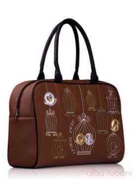 Шкільна сумка з вышивкою, модель 130765 коричневий. Зображення товару, вид збоку.