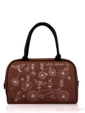 Шкільна сумка з вышивкою, модель 130773 коричневий. Зображення товару, вид спереду.