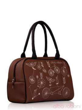 Шкільна сумка з вышивкою, модель 130773 коричневий. Зображення товару, вид збоку.