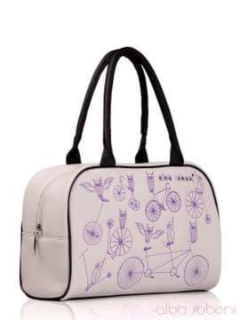 Шкільна сумка з вышивкою, модель 130773 білий. Зображення товару, вид збоку.