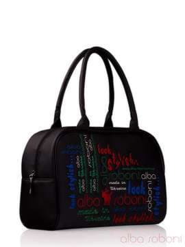 Молодіжна сумка з вышивкою, модель 130774 чорний. Зображення товару, вид збоку.