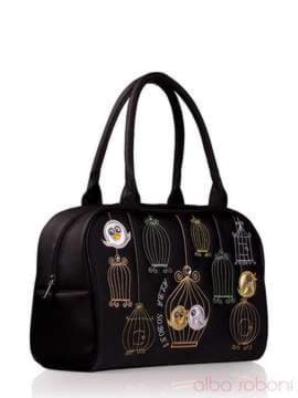 Шкільна сумка з вышивкою, модель 130775 чорний. Зображення товару, вид збоку.