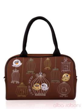 Модна сумка з вышивкою, модель 130775 коричневий. Зображення товару, вид спереду.