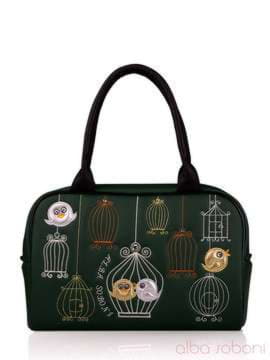 Брендова сумка з вышивкою, модель 130775 зелений. Зображення товару, вид спереду.