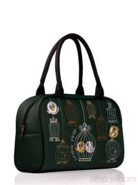 Брендова сумка з вышивкою, модель 130775 зелений. Зображення товару, вид збоку.